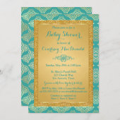Teal, Gold FAUX Glitter Baby Shower Invite (Front/Back)