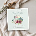 Teal Gold Floral Teacup Bridal Shower Tea Party Napkins<br><div class="desc">Royal Teal Gold Floral Teacup Theme Collection.- it's an elegant royal script watercolor Illustration of soft delicate teal Gold teacup with pink, burgundy flowers perfect for your tea parties. It’s very easy to customize, with your personal details. If you need any other matching product or customization, kindly message via Zazzle....</div>