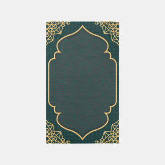 Teal Gold Geometric Home Rug Mihrab