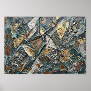 Teal Gold Geometric Texture Poster