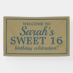 Teal Gold Girl's Sweet 16 Birthday Banner