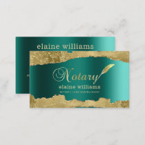 Teal Gold Glam Notary Loan Signing Agent  Business Card