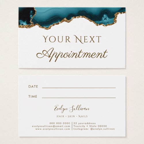 teal gold glitter agate Appointment Card