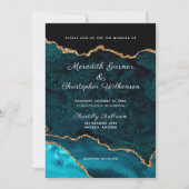 Teal Gold Glitter Agate Geode Wedding Invitation | Zazzle