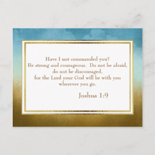 Teal Gold Glitter Christian Bible Verse Postcard