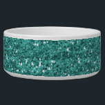 Teal Gold Glitter Sparkle Chic Pet Dog Bowl<br><div class="desc">This design may be personalized by choosing the customize option to add text or make other changes. Glitter is simulated. If this product has the option to transfer the design to another item, please make sure to adjust the design to fit if needed. Contact me at colorflowcreations@gmail.com if you wish...</div>