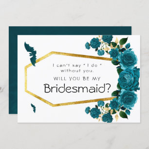Teal Gold Halloween Will You Be My Bridesmaid Invitation