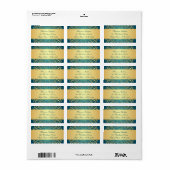 Teal, Gold Intricate Scrolls Return Address Label (Full Sheet)