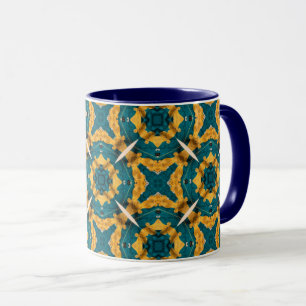Teal & Gold Lace Kaleidoscope Mug