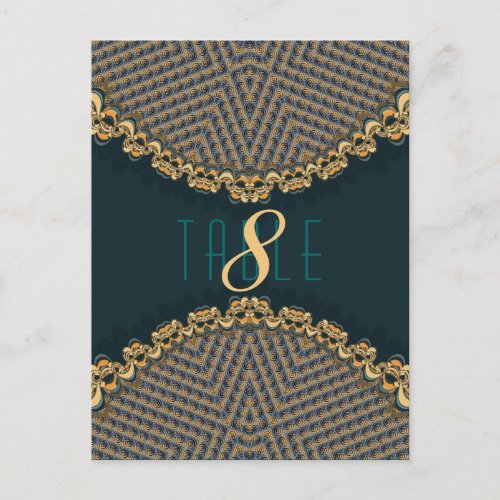 TealGold Lace Pattern Reception Table Number  Me