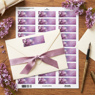 Teal Gold Leaf Pink Cherry Blossom Label