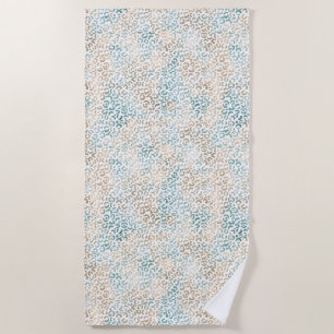Teal Gold Leopard Print Beach Towel