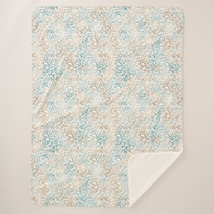 Teal Gold Leopard Print Sherpa Blanket