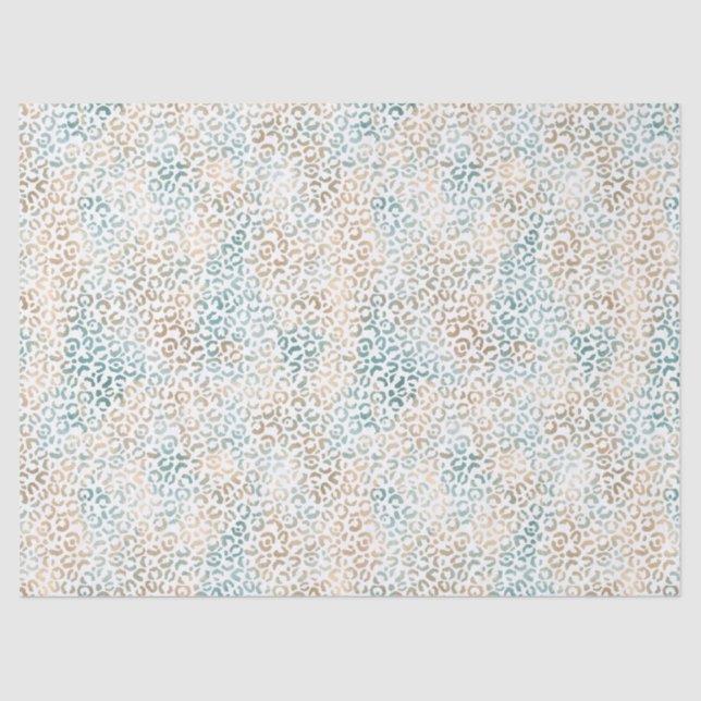 Teal Gold Leopard Print Tissue Paper (Front)