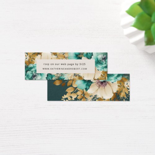 Teal Gold Luxe Floral Wedding Insert Card