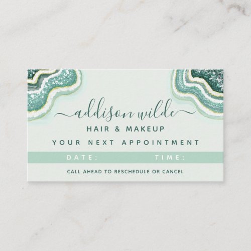 Teal Gold Luxe Glitter Agate Geode Appointment Card
