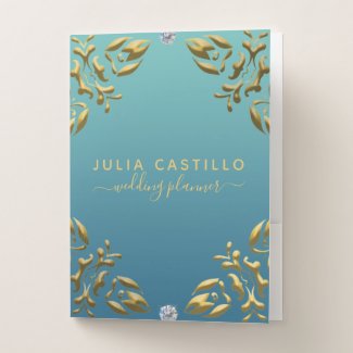 Teal Gold Luxury Glam Elegant Calligraphy Script 