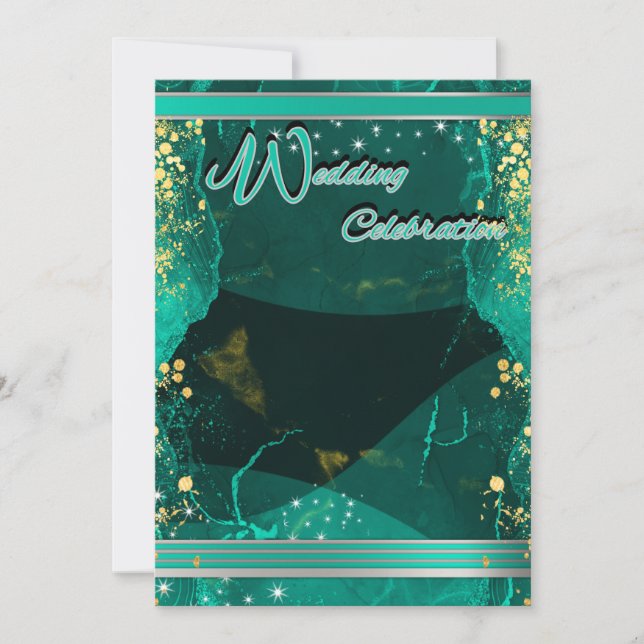 Teal & Gold Marble Flat Card (Front)