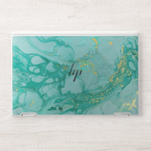 Teal Gold Marble HP Laptop Skin