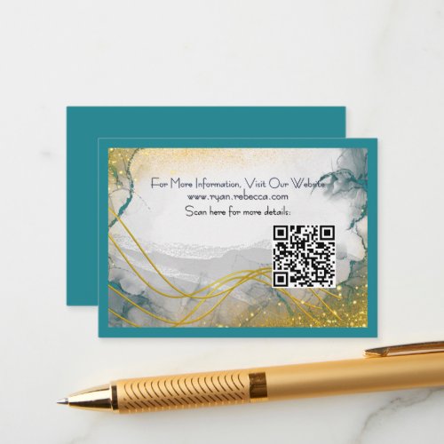 Teal Gold Marble QR Information Card