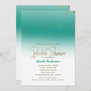 Teal & Gold Modern Glam BRIDAL SHOWER Elegant Invitation