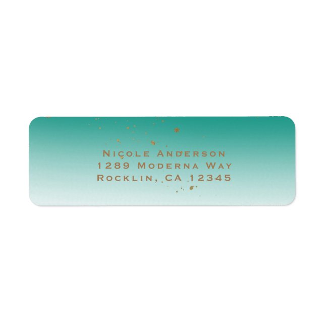 Teal & Gold Modern Glam BRIDAL SHOWER Elegant Label (Front)