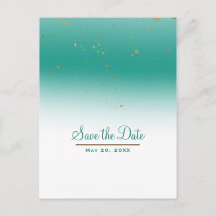 Teal & Gold Modern Glam Chic Wedding Save the Date Announcement Postcard