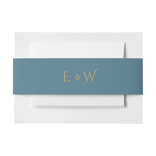 Teal Gold Monogram Initials Invitation Accessory Invitation Belly Band
