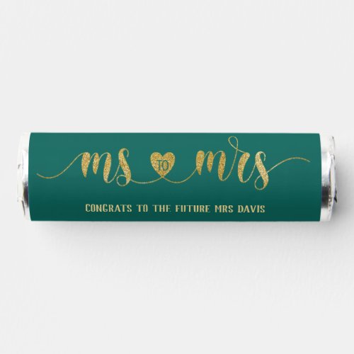 Teal Gold Ms to Mrs Bridal Shower Breath Savers Mints