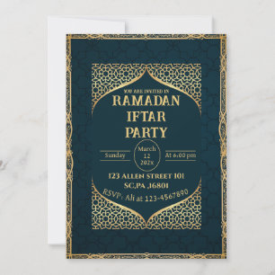 Teal & Gold Muslim Islamic Ramadan Iftar Party  Invitation