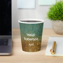 Teal gold neon glitter