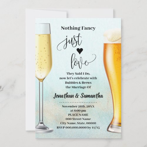 Teal Gold Nothing Fancy Bubbles Brews Ocean Invite