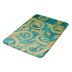 Teal Gold Octopus Bath Mat