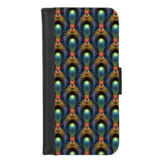 Teal Gold Optical Illusionary Trippy Fractal Art iPhone 8/7 Wallet Case