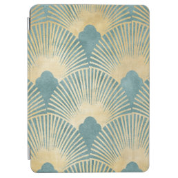 Teal gold pattern,fan feather pattern,Art Deco chi iPad Air Cover