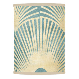 Teal gold pattern,fan feather pattern,Art Deco chi Lamp Shade