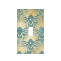 Teal gold pattern,fan feather pattern,Art Deco chi