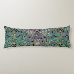 Teal Gold Purple Black Mandala Body Pillow