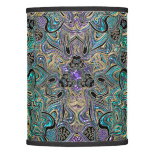 Teal Gold Purple Black Mandala Lamp Shade