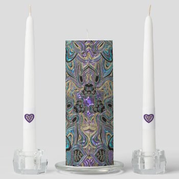 Teal Gold Purple Black Mandala Unity Candle Set by BecometheChange at Zazzle