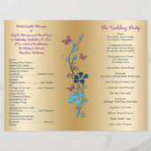 Teal Gold Purple Floral Bi-Fold Wedding Program (Back)