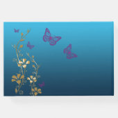 Teal, Gold, Purple Floral, Butterflies Guestbook (Back)