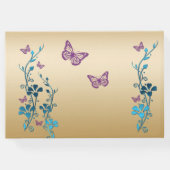 Teal, Gold, Purple Floral, Butterflies Guestbook 2 (Back)