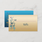 Teal, Gold, Purple Floral, Butterflies Placecards (Front/Back)