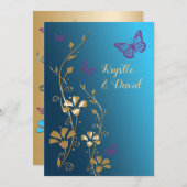 Teal, Gold, Purple Flowers and Butterflies Invite (Front/Back)