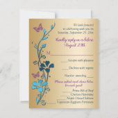 Teal, Gold, Purple Flowers and Butterflies RSVP (Back)