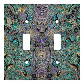 Teal Gold Purple Mandala Light Switch Cover by BecometheChange at Zazzle