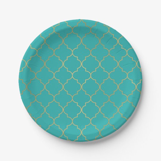 Quatrefoil Pattern Party Paper Plate 