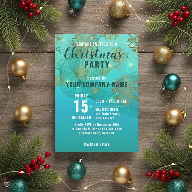 Teal Gold Snowflake Corporate Christmas Party (Creator Uploaded)