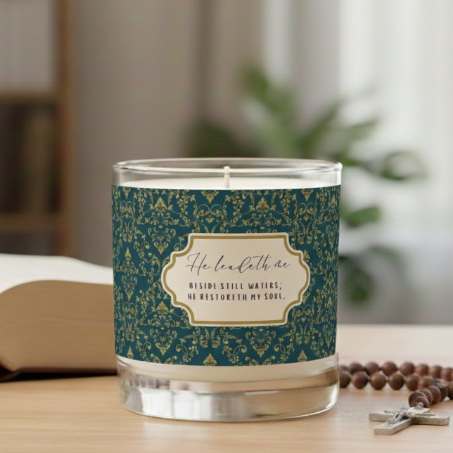 Teal Gold Traditional Catholic Mental Prayer  Scented Candle (Creator Uploaded)